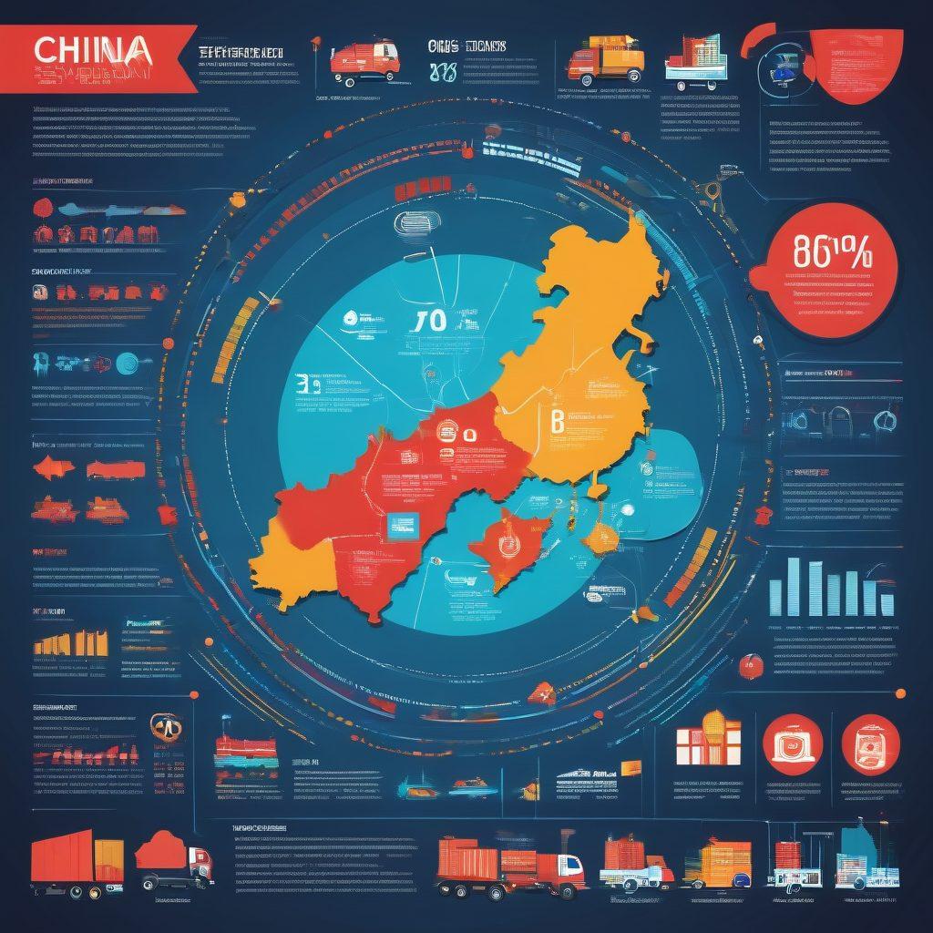 A visually striking infographic illustrating China's supply chain dynamics, with key elements like factories, shipping routes, and quality control checkpoints prominently featured. Include vibrant icons representing different industries, such as electronics, textiles, and machinery. Incorporate a light background for clarity, with text bubbles highlighting quality and value tips for buyers. infographics. vibrant colors. clean design.